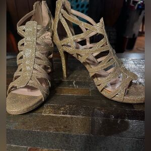 Elegant Gold Strappy Heels